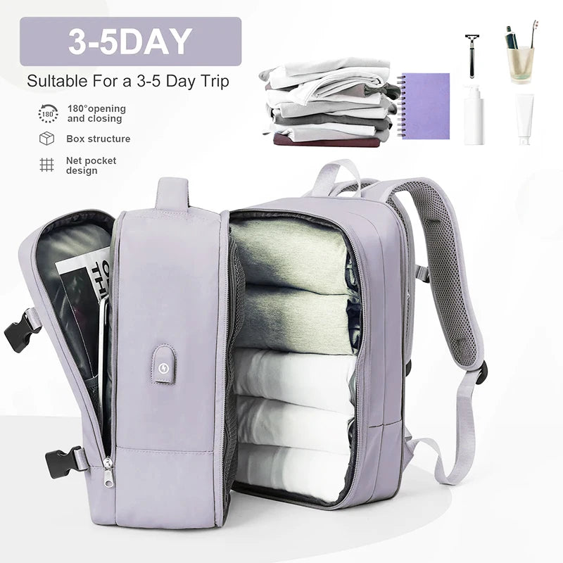 Women Backpack Laptop College Ajastable Waterproof Travel Bag Airline Expandable Large Capacity Light High Quality Backpacks USB
