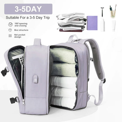 Women Backpack Laptop College Ajastable Waterproof Travel Bag Airline Expandable Large Capacity Light High Quality Backpacks USB
