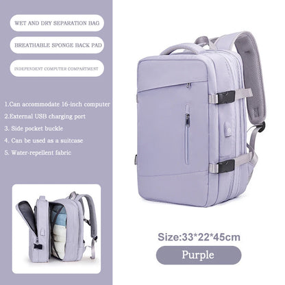 Women Backpack Laptop College Ajastable Waterproof Travel Bag Airline Expandable Large Capacity Light High Quality Backpacks USB