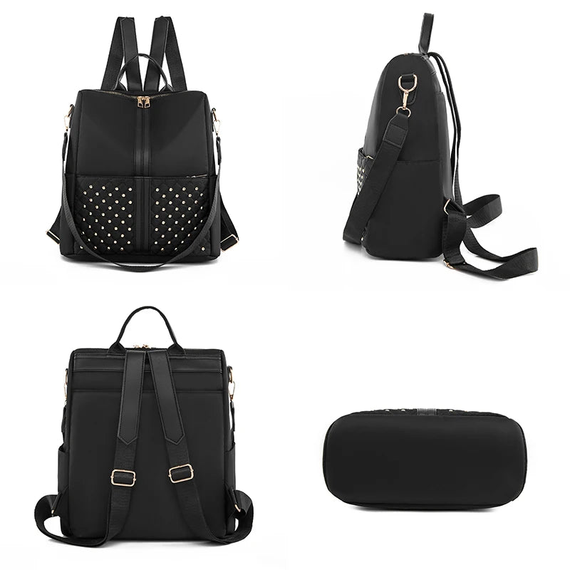 Women Backpack Large Capacity Casual Travel Bagpack Simple Solid Color Shoulder Bag High Quality Oxford Cloth Racksack Mochilas