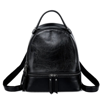 Women Backpack Rucksack School Book Bag Genuine Leather Travel Fashion Design Retro Oil Wax Cowhide Female Daypack Backpacks
