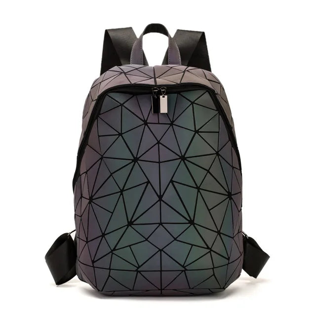 Women Backpack School Foldable Crossbody Bag For Ladies Clutch And Purse Geometric Luminous Laptop Bagpack holographic 3Pcs Set