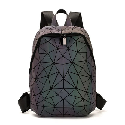 Women Backpack School Foldable Crossbody Bag For Ladies Clutch And Purse Geometric Luminous Laptop Bagpack holographic 3Pcs Set