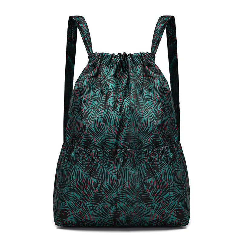 Women Backpack Sports Cloth Bunch Pocket Drawstring Rucksack Women's Folding Portable Shopping Bag Outdoor Travel Packs