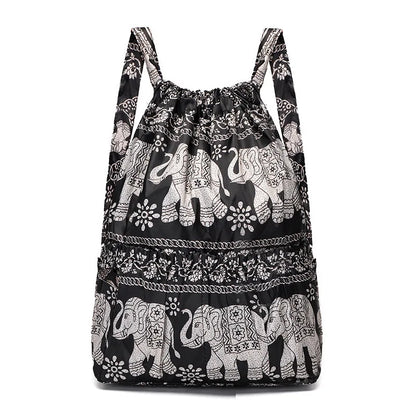 Women Backpack Sports Cloth Bunch Pocket Drawstring Rucksack Women's Folding Portable Shopping Bag Outdoor Travel Packs