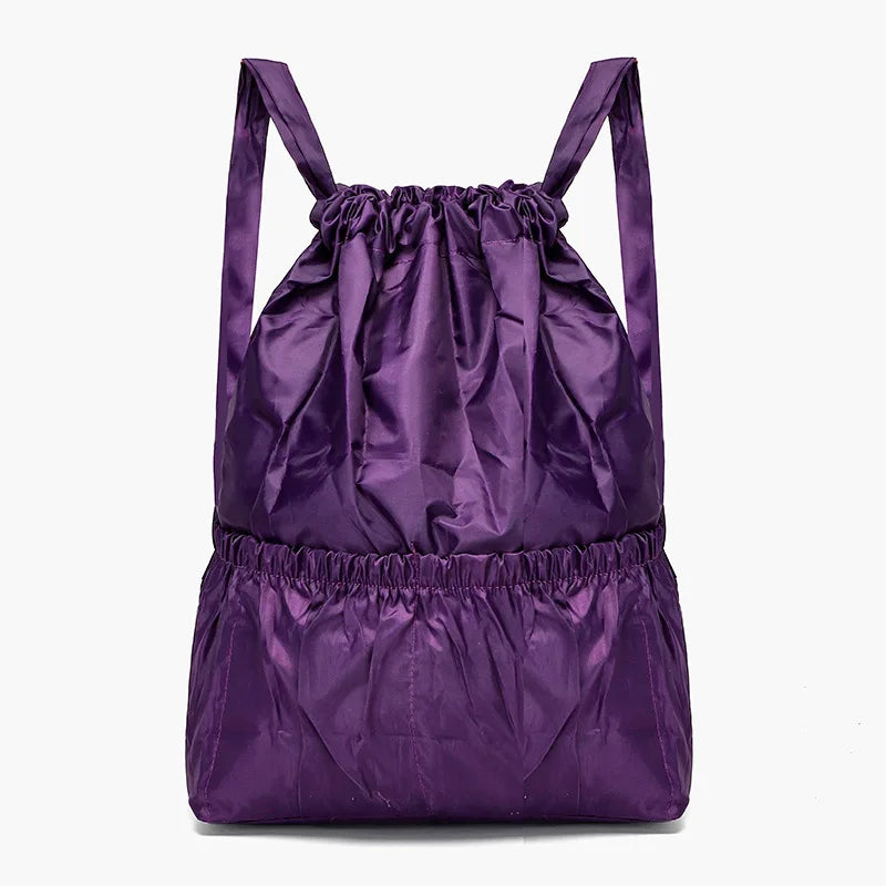 Women Backpack Sports Cloth Bunch Pocket Drawstring Rucksack Women's Folding Portable Shopping Bag Outdoor Travel Packs