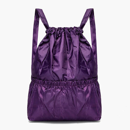 Women Backpack Sports Cloth Bunch Pocket Drawstring Rucksack Women's Folding Portable Shopping Bag Outdoor Travel Packs