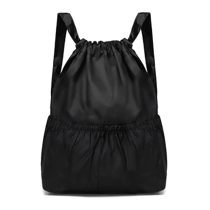 Women Backpack Sports Cloth Bunch Pocket Drawstring Rucksack Women's Folding Portable Shopping Bag Outdoor Travel Packs