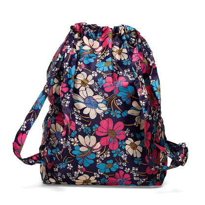 Women Backpack Sports Cloth Bunch Pocket Drawstring Rucksack Women's Folding Portable Shopping Bag Outdoor Travel Packs