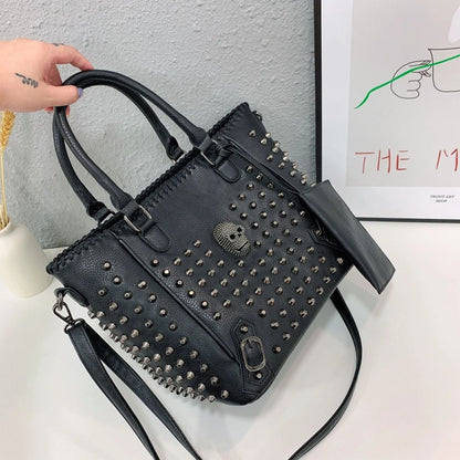 Women Bag Pu Leather Crossbody Bag Purse Skull Handbag Punk Shoulder Bags with Wallet Satchel Messenger Tote