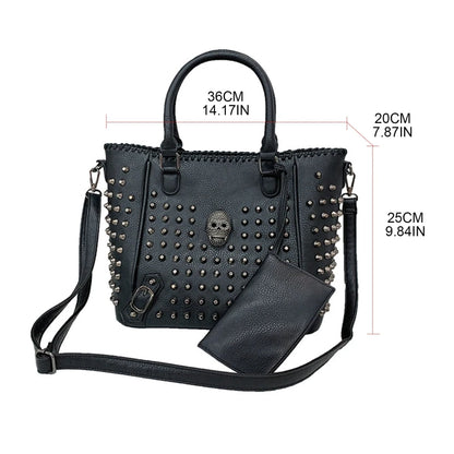 Women Bag Pu Leather Crossbody Bag Purse Skull Handbag Punk Shoulder Bags with Wallet Satchel Messenger Tote