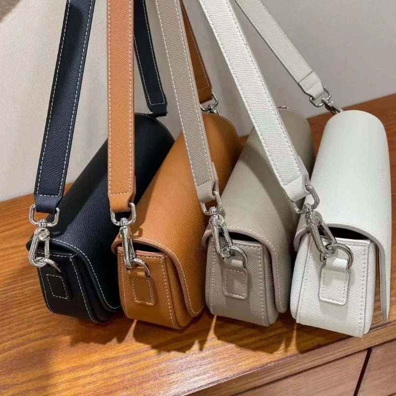Women Bags Fashion Simple 2024 New Genuine Leather Shoulder Handbags Elegant Commuter All-match Purses Clutch Casual Bolsas