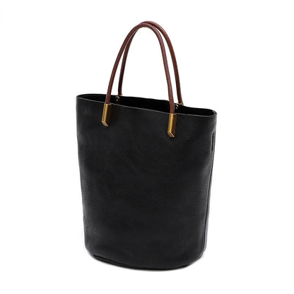 Women Bags Retro Vegetable-tanned Leather One Shoulder Bucket Bag Large Capacity Versatile Crossbody Portable Purses Clutch