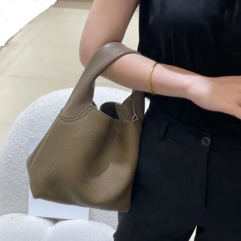 Women Bags Simple All-match Soft Genuine Leather Handbags 2024 New Commuter Large Capacity Purses Clutch Korean Designer Bolsos