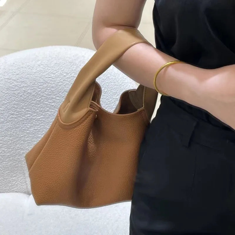 Women Bags Simple All-match Soft Genuine Leather Handbags 2024 New Commuter Large Capacity Purses Clutch Korean Designer Bolsos