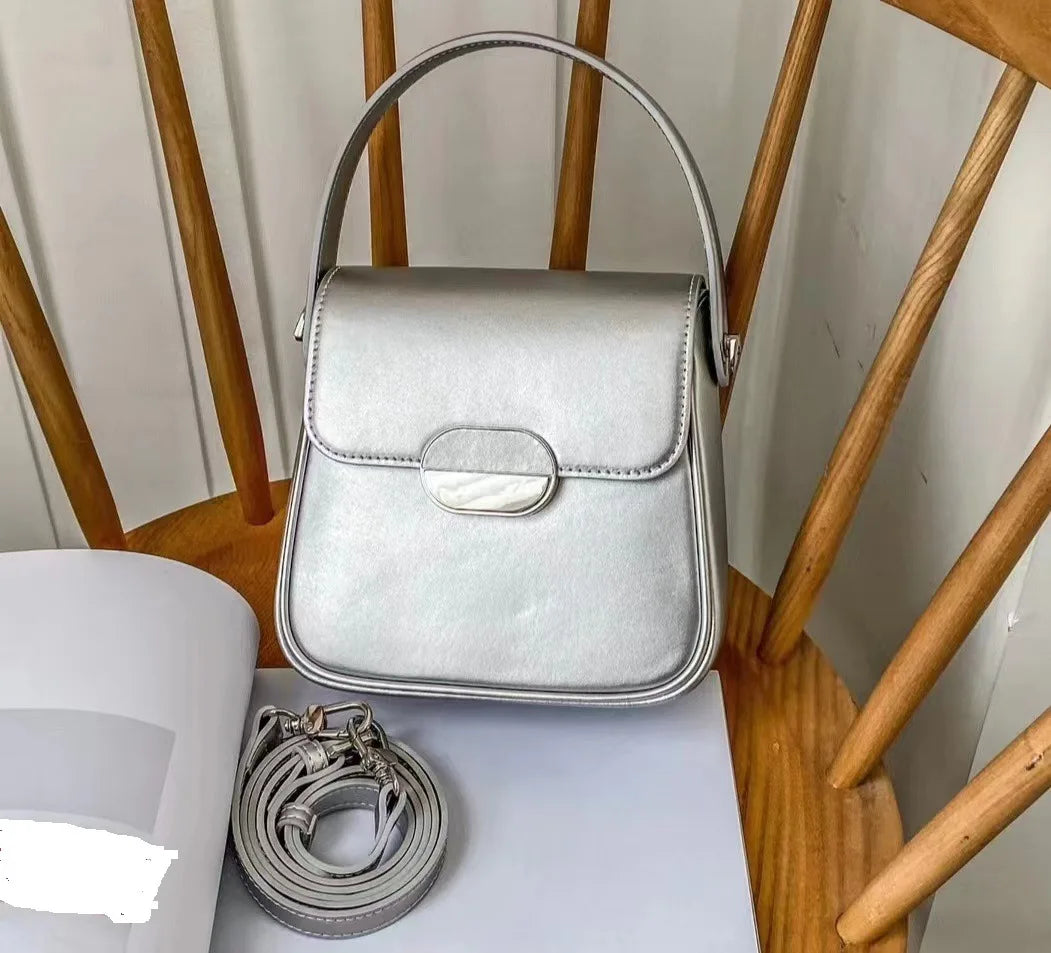Women Bags Summer 2024 New Niche Chic Genuine Leather Handbags Female Purses Clutch Solid All-match Casual Commuter Bolsas
