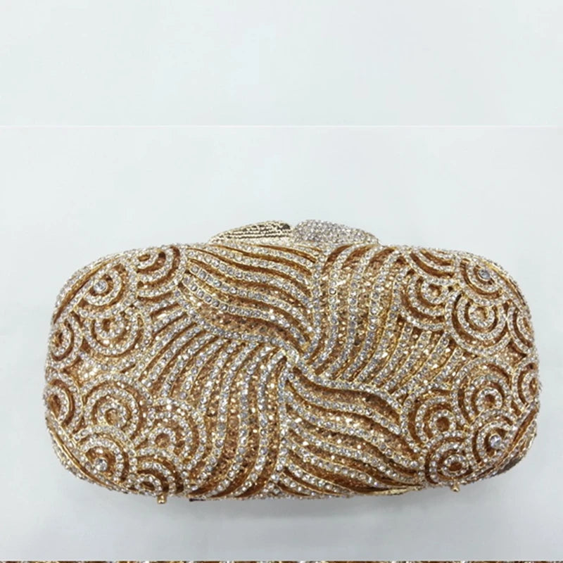 Women Black Silver Blue Multicolored Crystal Clutch Evening Bag Bridal Hollow Out Rhinestone Handbag Wedding Party Banquet Purse