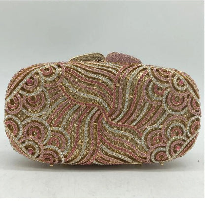 Women Black Silver Blue Multicolored Crystal Clutch Evening Bag Bridal Hollow Out Rhinestone Handbag Wedding Party Banquet Purse