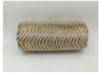 Women Blue Gold Silver Red Crystal Evening Bags Lady Elegant Hard Case Wedding Bridal Diamond Stones Handbags Party Clutch Purse
