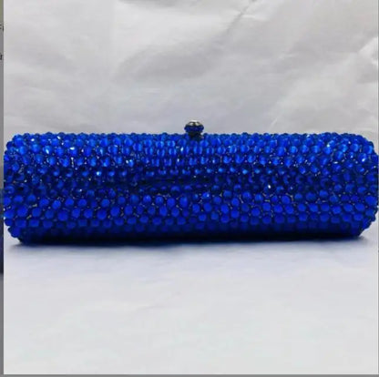 Women Blue Silver AB Diamond Crystal Handbag Luxury Dinner Party Female Girl Purse Wedding Bridal Prom Cocktail Gift Evening Bag