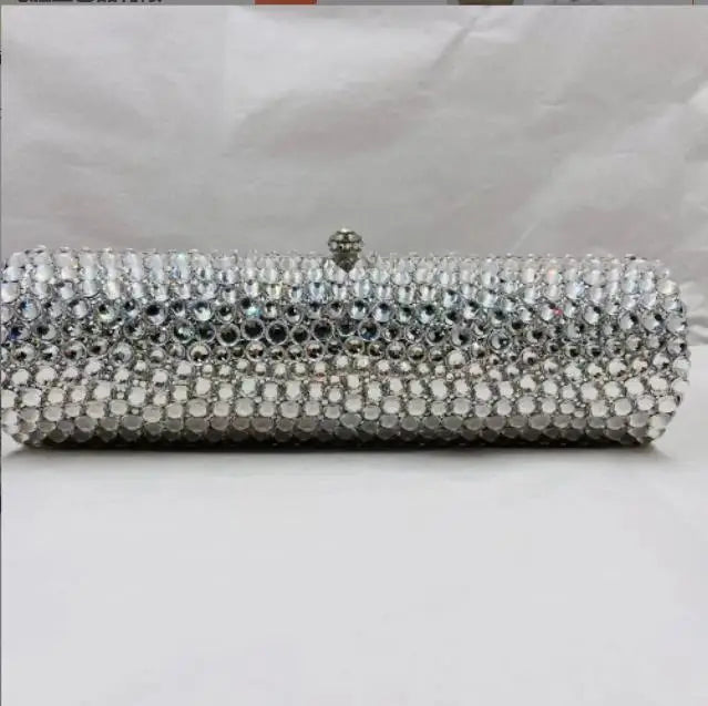 Women Blue Silver AB Diamond Crystal Handbag Luxury Dinner Party Female Girl Purse Wedding Bridal Prom Cocktail Gift Evening Bag