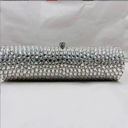 Women Blue Silver AB Diamond Crystal Handbag Luxury Dinner Party Female Girl Purse Wedding Bridal Prom Cocktail Gift Evening Bag