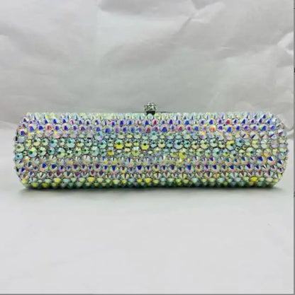 Women Blue Silver AB Diamond Crystal Handbag Luxury Dinner Party Female Girl Purse Wedding Bridal Prom Cocktail Gift Evening Bag