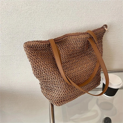 Women Bohemian Hollow Straw Beach Handabg Handmade Woven Shoulder Bag For Women Shopping Travel Bag Female Summer Casual Tote