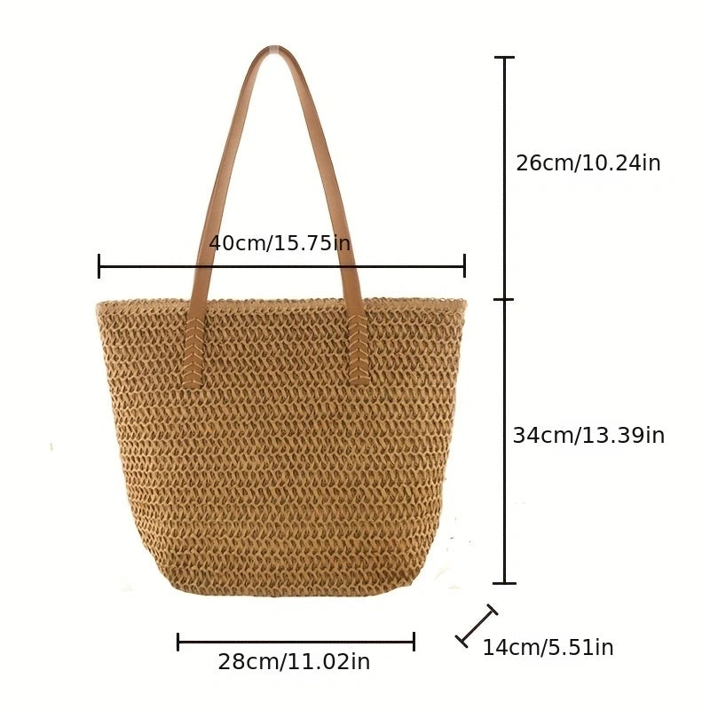 Women Bohemian Hollow Straw Beach Handabg Handmade Woven Shoulder Bag For Women Shopping Travel Bag Female Summer Casual Tote