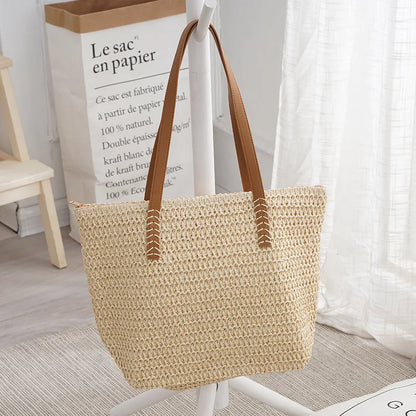 Women Bohemian Hollow Straw Beach Handabg Handmade Woven Shoulder Bag For Women Shopping Travel Bag Female Summer Casual Tote