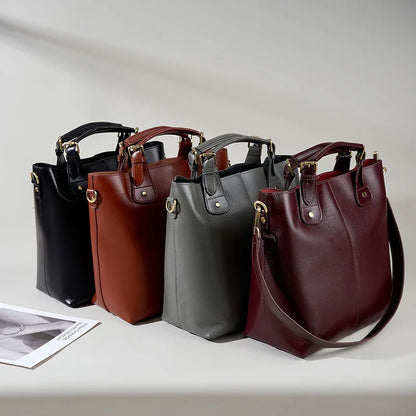 Women Bucket Bag 2024 New Vintage Luxury Genuine Leather Large Capacity Portable Crossbody Bags Commuter All-match Bolsas Mujer