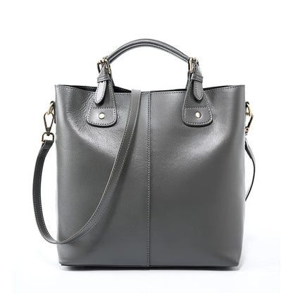 Women Bucket Bag 2024 New Vintage Luxury Genuine Leather Large Capacity Portable Crossbody Bags Commuter All-match Bolsas Mujer