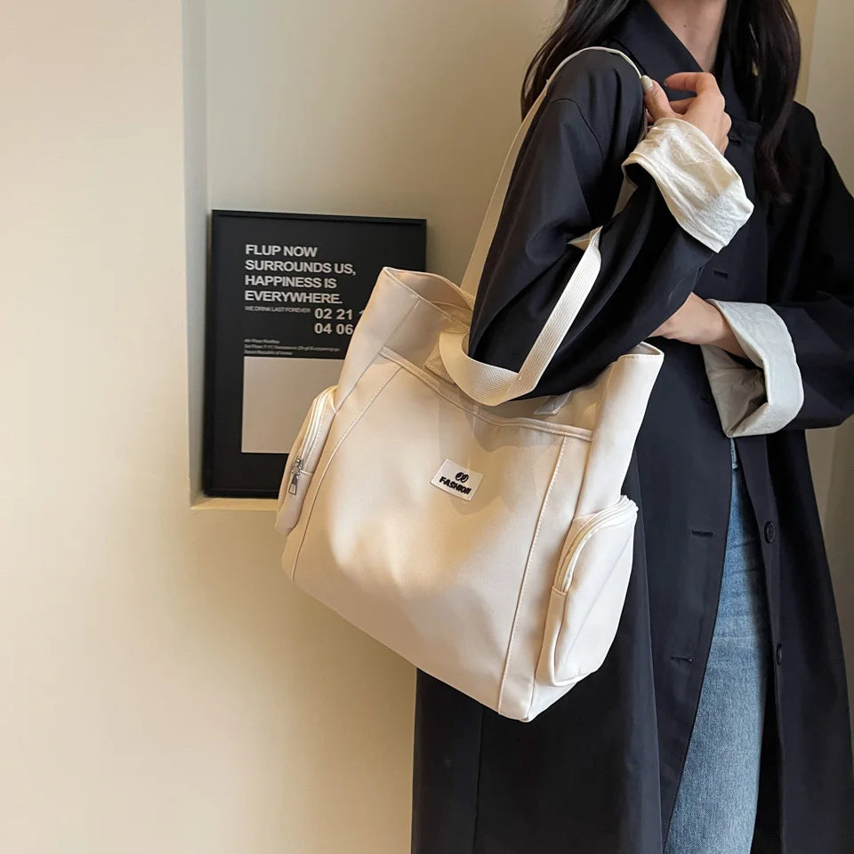 Women Canvas Handbags High Quality Top-handle Messenger Bags Travel Solid Casual Tote Crossbody Bag Female Shoulder Bag