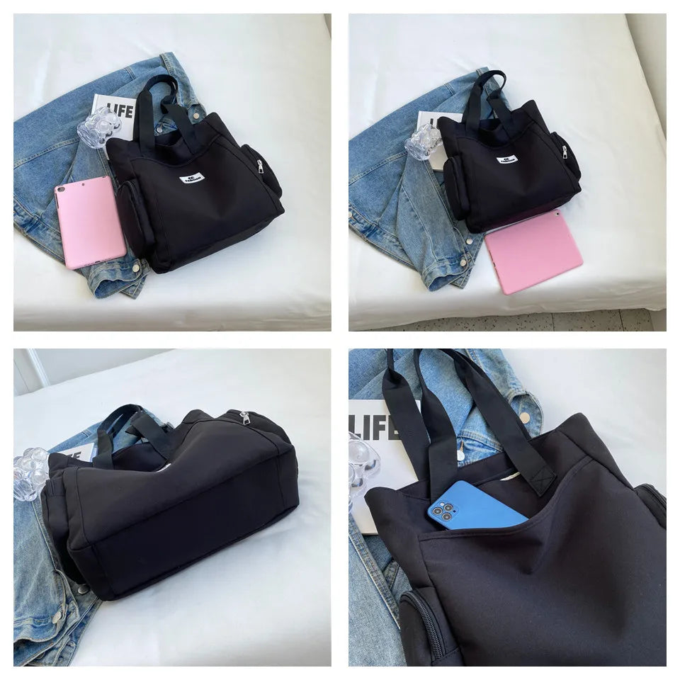 Women Canvas Handbags High Quality Top-handle Messenger Bags Travel Solid Casual Tote Crossbody Bag Female Shoulder Bag