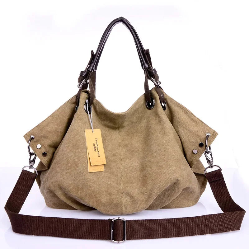 Women Canvas Messenger Female Crossbody Bags Solid Shoulder Bag Fashion Casual Designer Ladies Handbag Large Capacity Tote