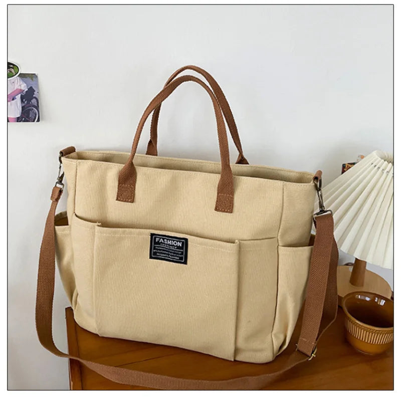 Women Canvas Tote Bag Designer Ladies Casual Handbag Shoulder Bag Large Capacity CrossBody Bag Ladies Messenger Bag Beach Bags