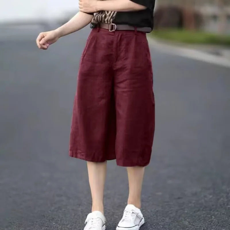 Women Capris Women Jogging Pants Classic Solid Color Loose Double Pocket (XS-4)  (S-6 ) (M-8)  (L-10)  (XL-12)