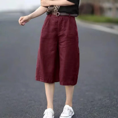 Women Capris Women Jogging Pants Classic Solid Color Loose Double Pocket (XS-4)  (S-6 ) (M-8)  (L-10)  (XL-12)