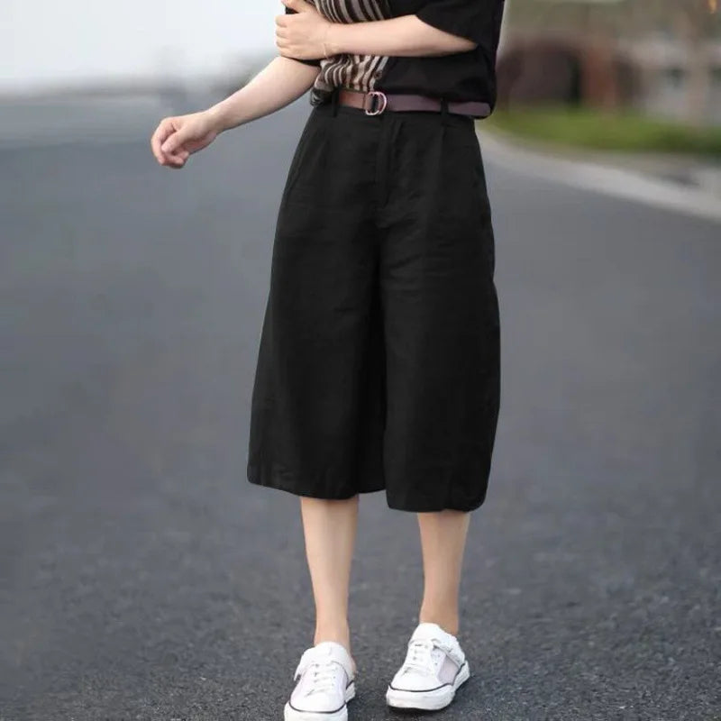 Women Capris Women Jogging Pants Classic Solid Color Loose Double Pocket (XS-4)  (S-6 ) (M-8)  (L-10)  (XL-12)