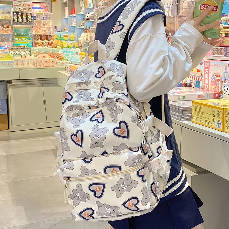 Women Cartoon Laptop Cute Printing School Bag Female Waterproof Fashion Girl Travel Nylon Book Bags Lady College Backpack Trendy