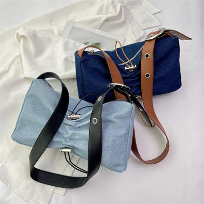 Women Casual Shoulder Bag Portable Denim Business Crossbody Bag Tote Outdoor Satchel Top-handle Bags Handbag