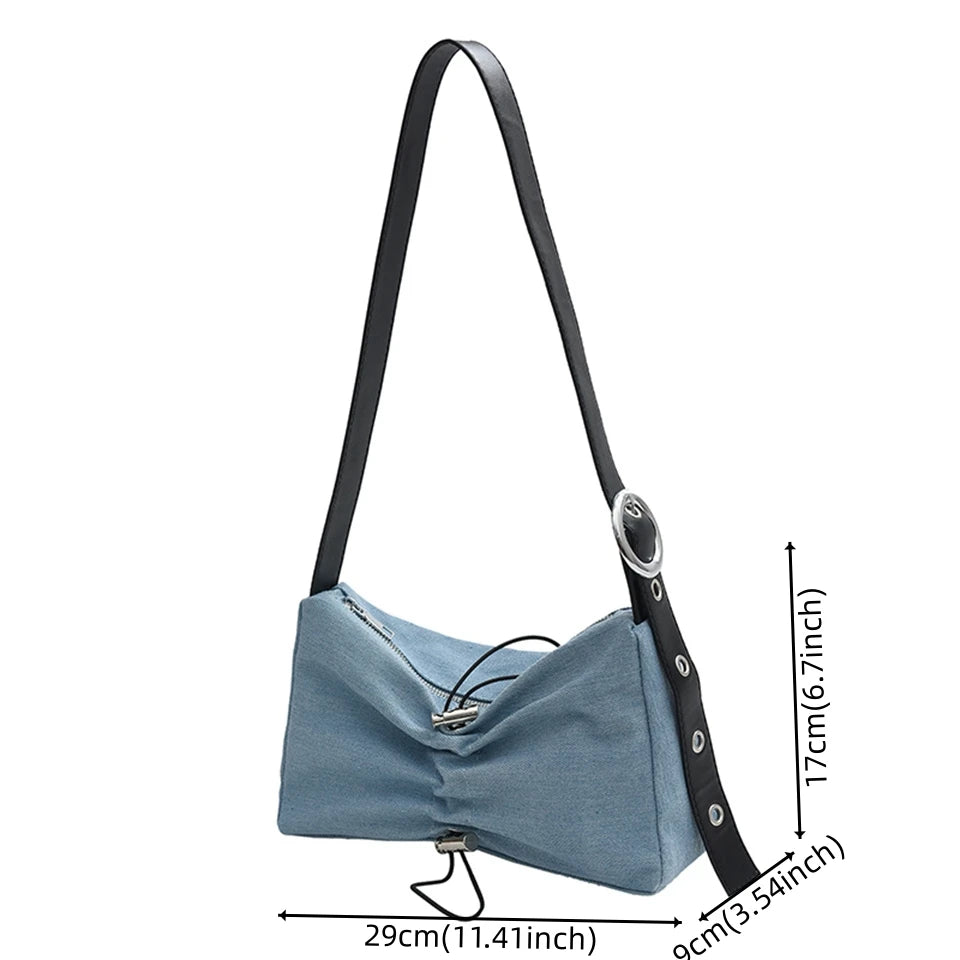 Women Casual Shoulder Bag Portable Denim Business Crossbody Bag Tote Outdoor Satchel Top-handle Bags Handbag