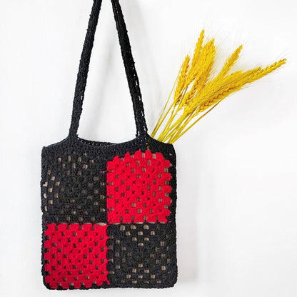 Women Casual Shoulder Bags Patchwork Boho Female Tote Bag Crochet Daily Handbag Large Capacity Open Reusable Beach Bags
