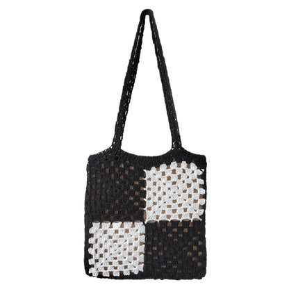 Women Casual Shoulder Bags Patchwork Boho Female Tote Bag Crochet Daily Handbag Large Capacity Open Reusable Beach Bags