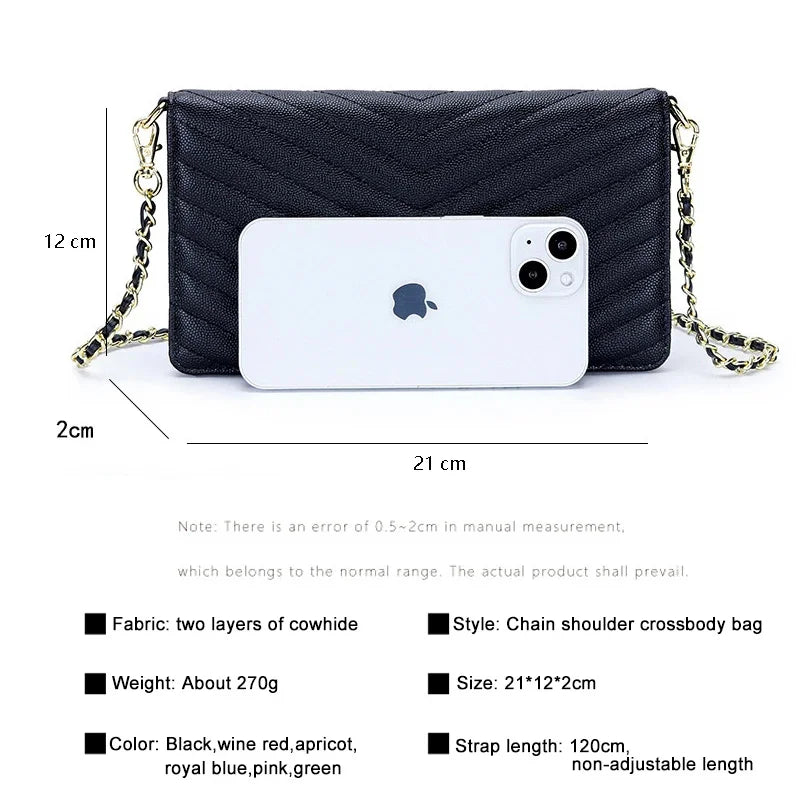 Women Chain Wallet Bags Leather Fold Cover Female Phone Shoulder Handbag Ladies Crossbody Clutch Purse Messenger Envelope Bag