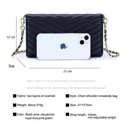 Women Chain Wallet Bags Leather Fold Cover Female Phone Shoulder Handbag Ladies Crossbody Clutch Purse Messenger Envelope Bag