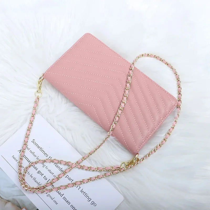 Women Chain Wallet Bags Leather Fold Cover Female Phone Shoulder Handbag Ladies Crossbody Clutch Purse Messenger Envelope Bag
