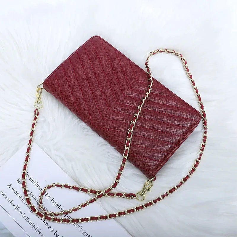 Women Chain Wallet Bags Leather Fold Cover Female Phone Shoulder Handbag Ladies Crossbody Clutch Purse Messenger Envelope Bag