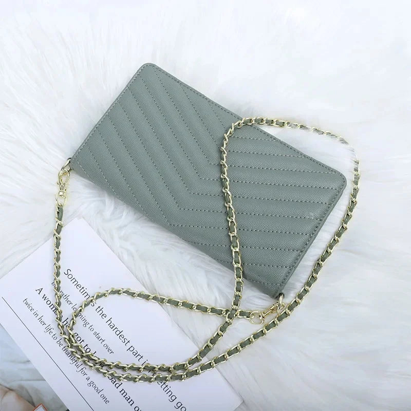 Women Chain Wallet Bags Leather Fold Cover Female Phone Shoulder Handbag Ladies Crossbody Clutch Purse Messenger Envelope Bag