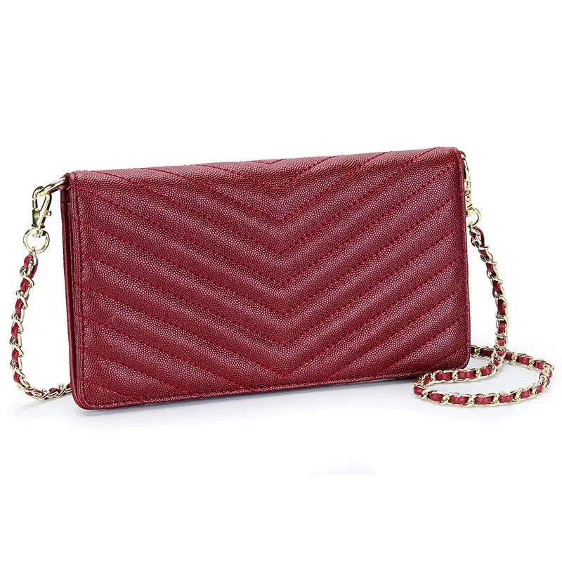 Women Chain Wallet Bags Leather Fold Cover Female Phone Shoulder Handbag Ladies Crossbody Clutch Purse Messenger Envelope Bag